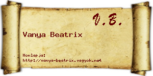 Vanya Beatrix névjegykártya
